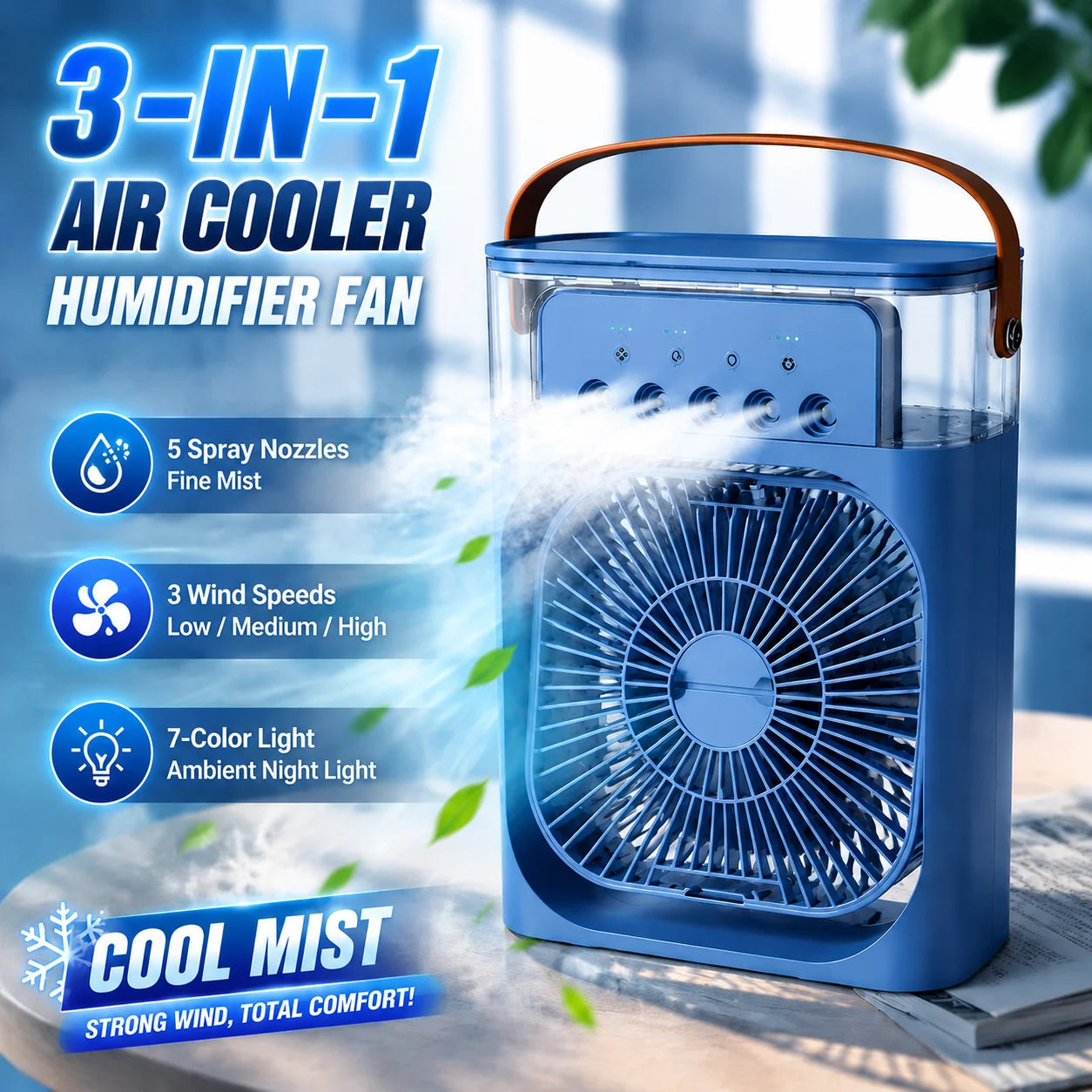 ❄️ Stay Cool Anywhere – Portable 3-in-1 Air Cooler Fan
