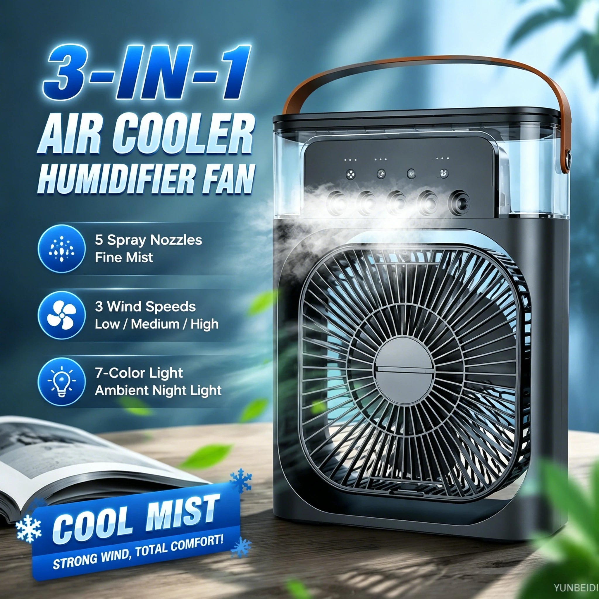 ❄️ Stay Cool Anywhere – Portable 3-in-1 Air Cooler Fan