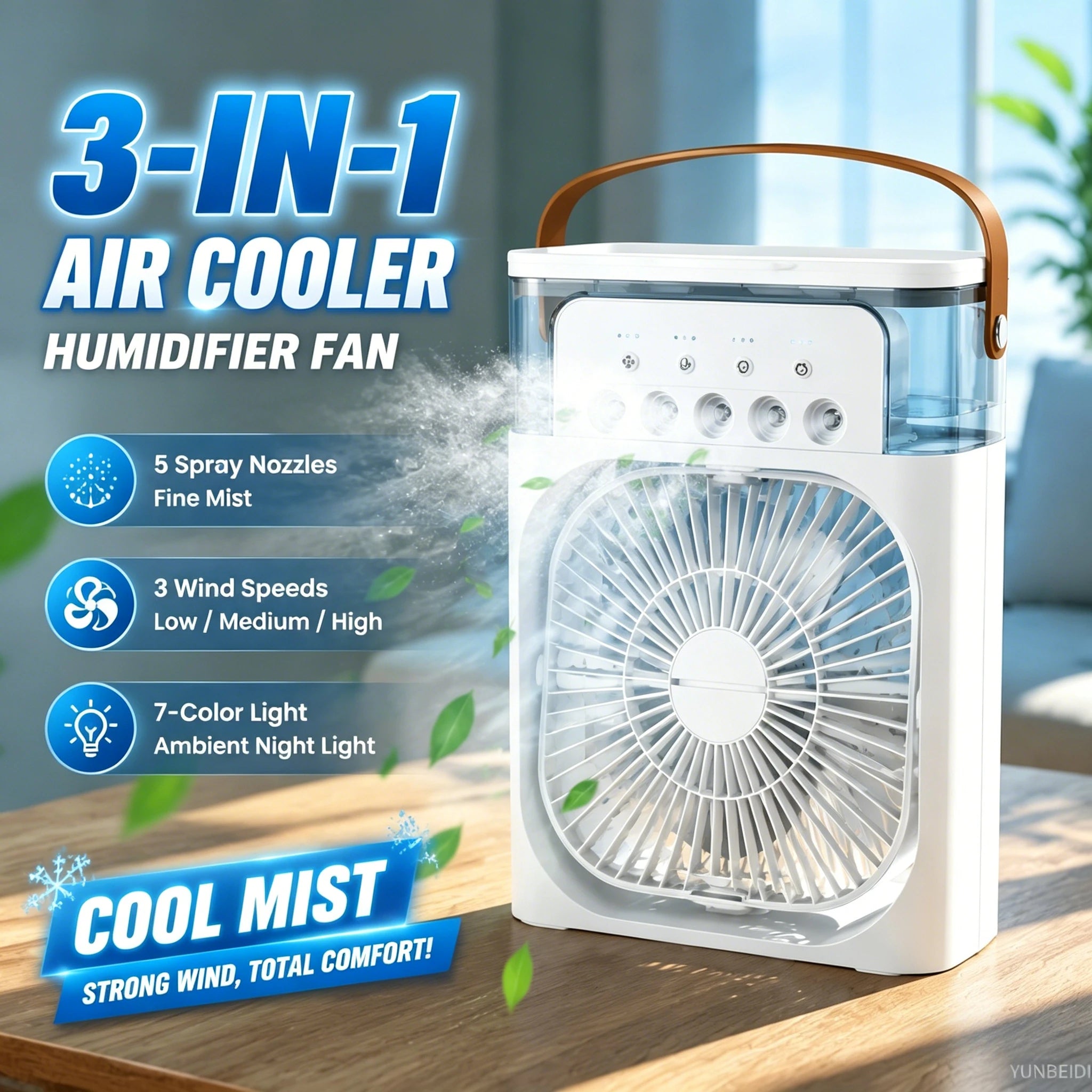 ❄️ Stay Cool Anywhere – Portable 3-in-1 Air Cooler Fan