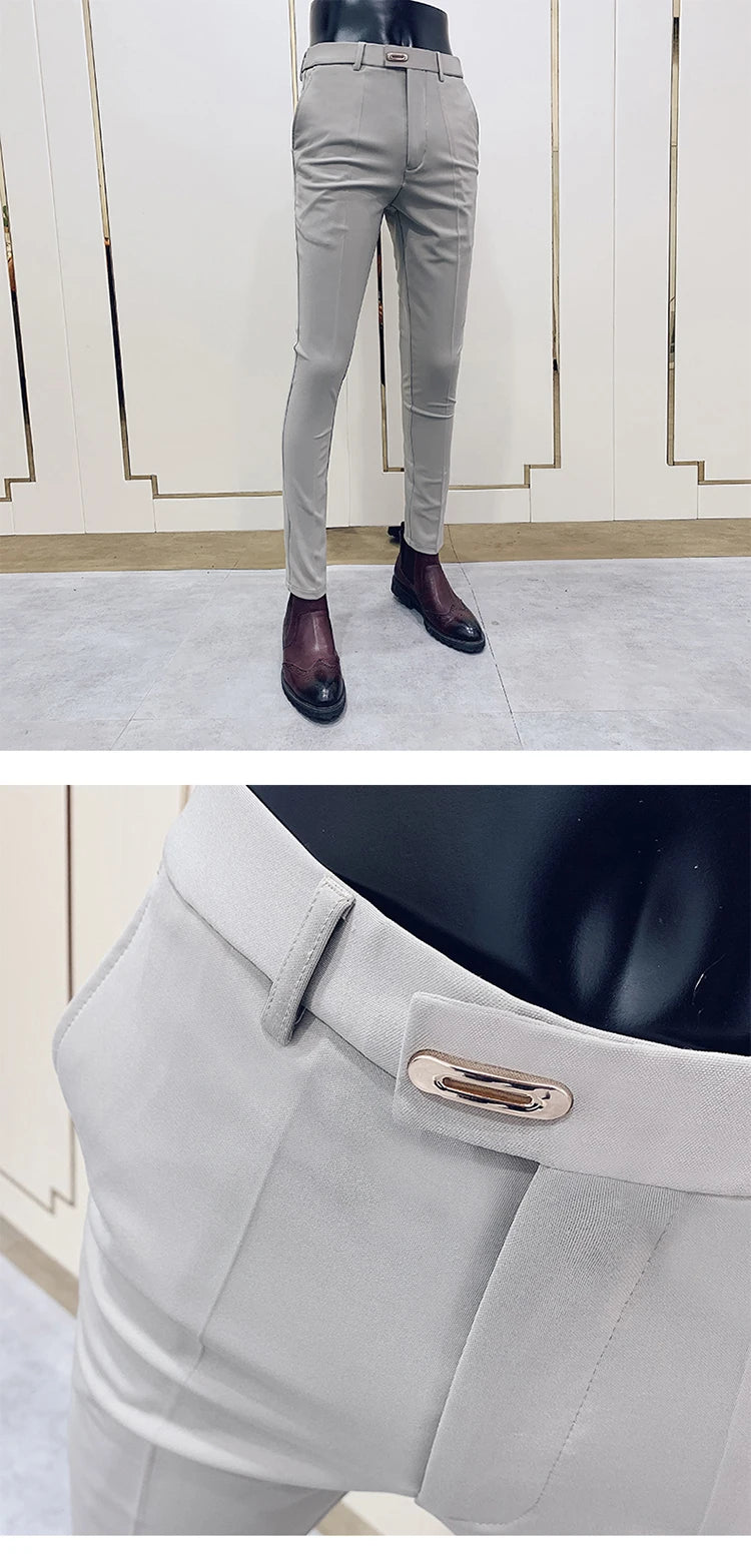 Men Suit Pants Formal Trousers Stretch Slim Pantalone Hombre Calça Masculina Solid Color Casual Dress Pants Fashion Men Clothing