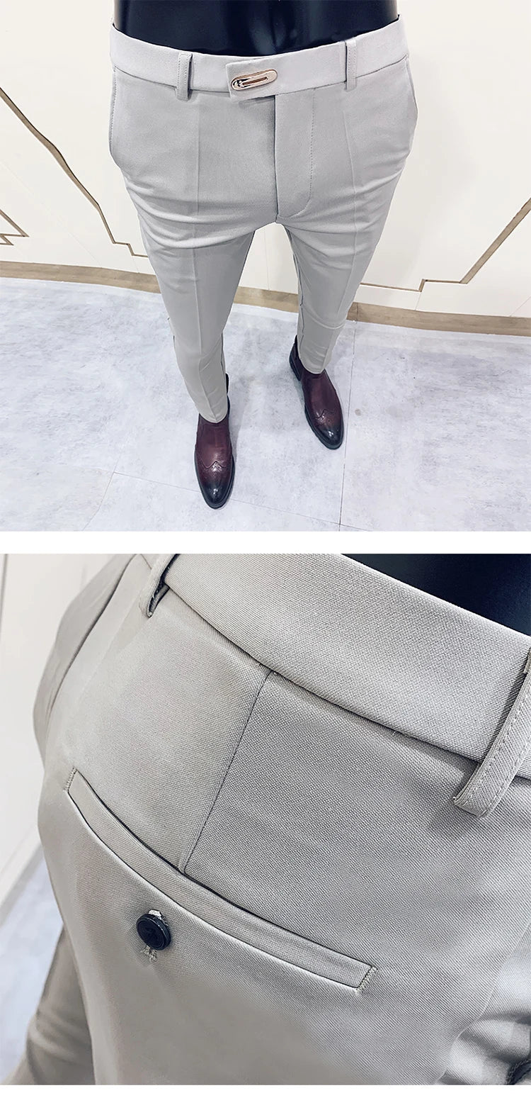 Men Suit Pants Formal Trousers Stretch Slim Pantalone Hombre Calça Masculina Solid Color Casual Dress Pants Fashion Men Clothing