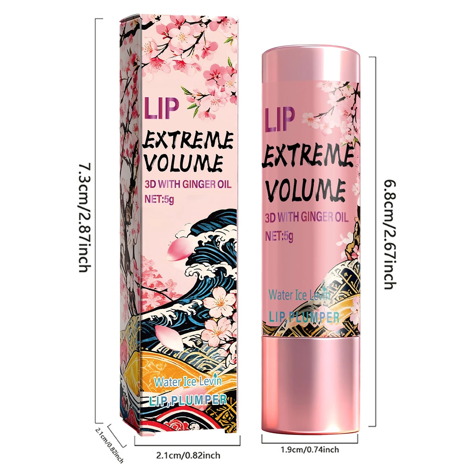 Lip Plumper 5g with Ginger Oil & Peptides - Moisturizing Non-Sticky Lip Balm, Smooth & Voluminous Lips