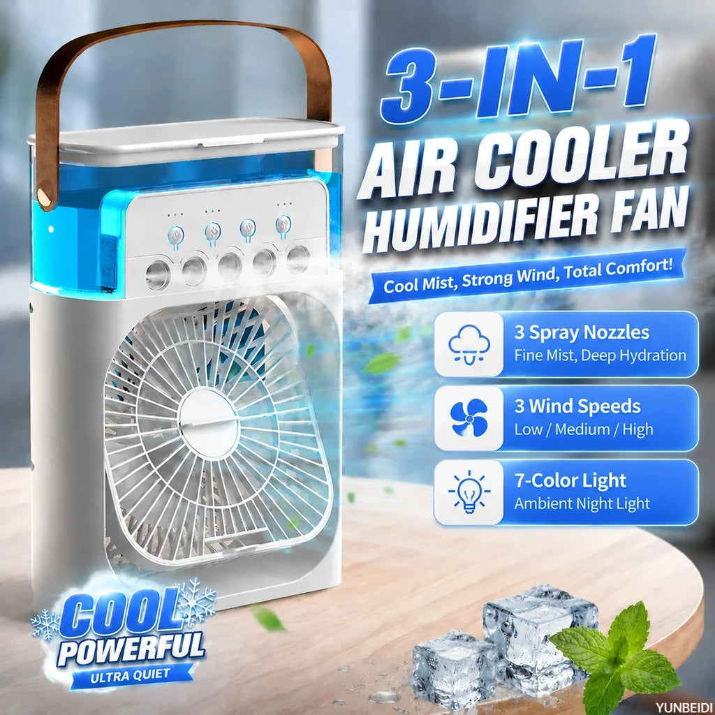 ❄️ Stay Cool Anywhere – Portable 3-in-1 Air Cooler Fan
